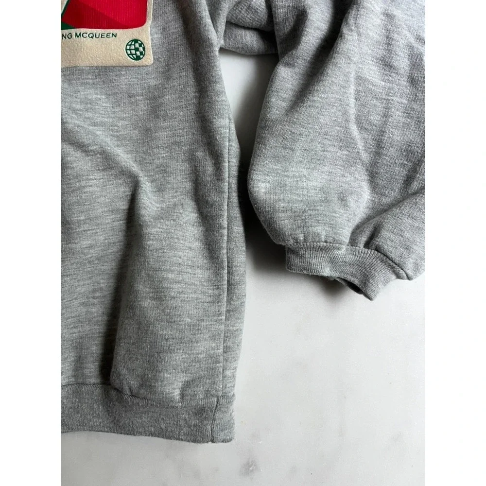 Disney Pixar Cars 1/4 Zip Sweatshirt Lightening McQueen Gray Pullover size 7